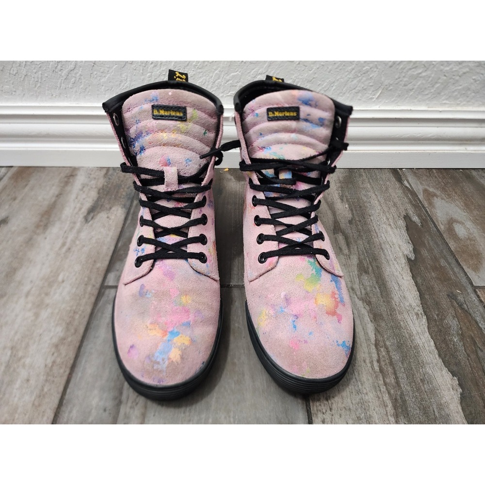 Dr. Martens Sheridan Ankle Boots Pink Floral Print Lace Up Womens Size 6 - Picture 3 of 12